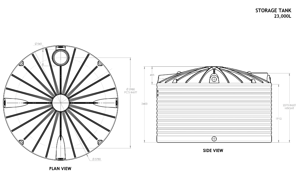 2x 50,000LTR Corrugated Round Polyethylene Water Storage Tanks Combo - Free Delivery Within 800km of Perth | Farm Irrigation, Rainwater Harvesting & Rural Water Supply Solutions