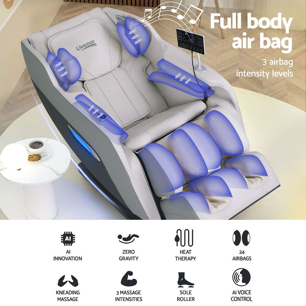 Livemor Electric Massage Chair with Recliner - Full Body Shiatsu Massage for Home & Office - Perfect for Relaxation, Pain Relief & Stress Relief