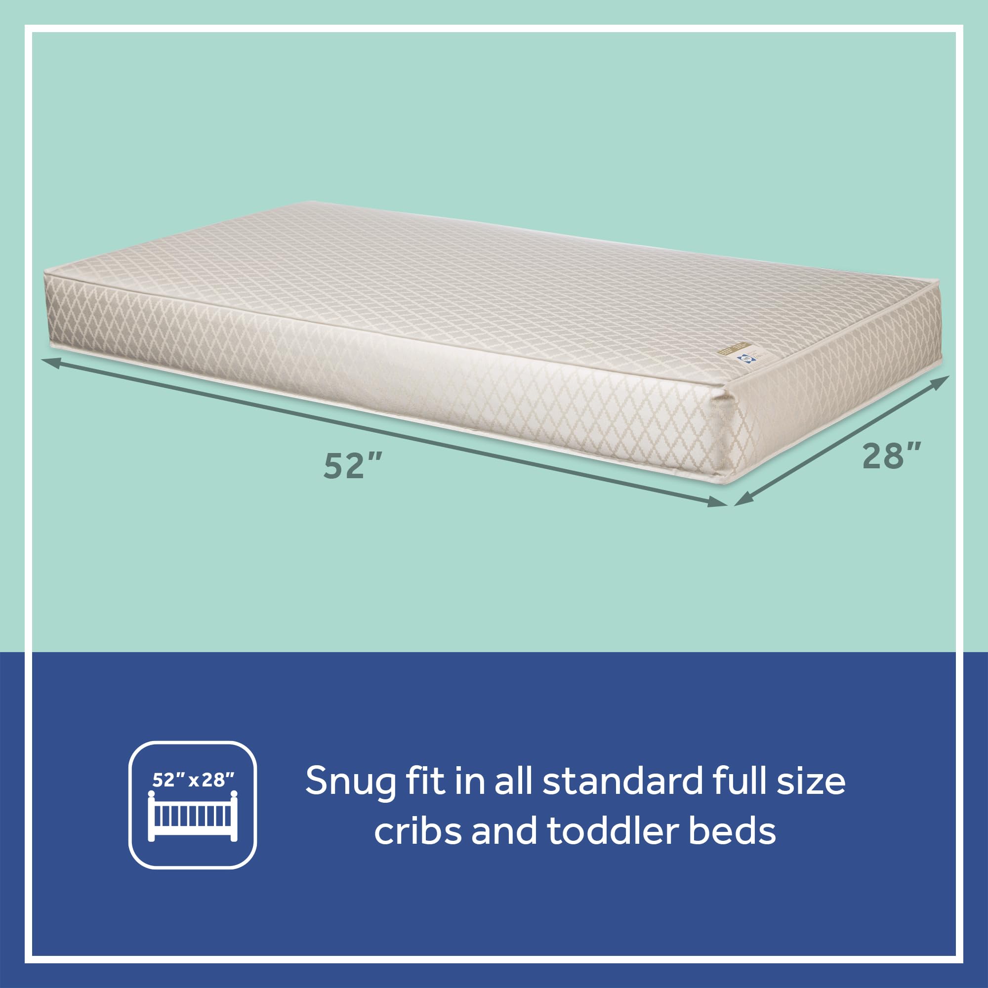 Sealy Baby Soybean Plush Breathable Crib Mattress - GREENGUARD Gold Certified, Non-Toxic & Extra Firm Foam | Fits Toddler Beds (52