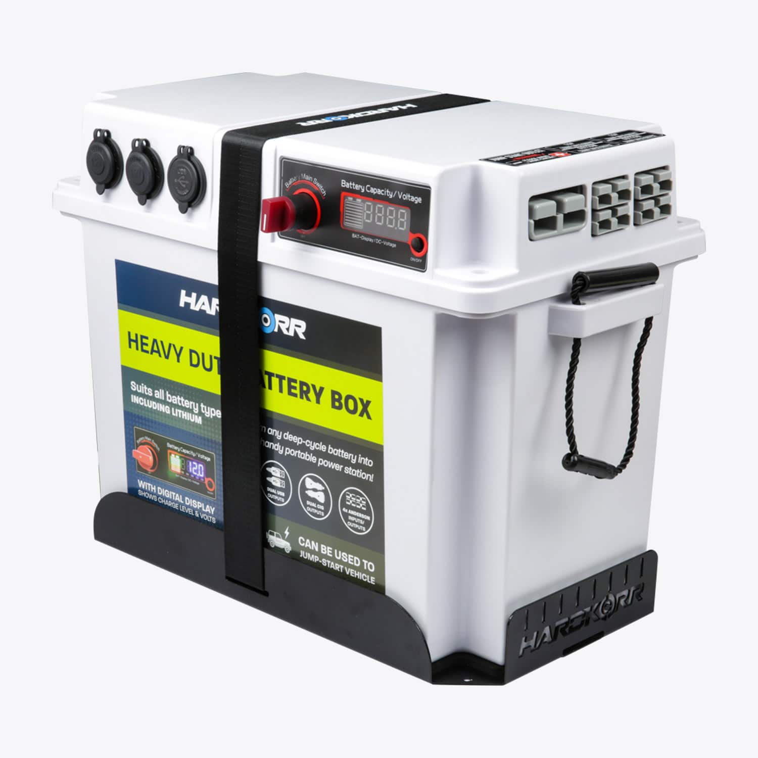 Hardkorr Battery Box Mounting Tray with Heavy-Duty Straps - Secure Installation for Off-Road Vehicles, Marine & Camping Power Systems