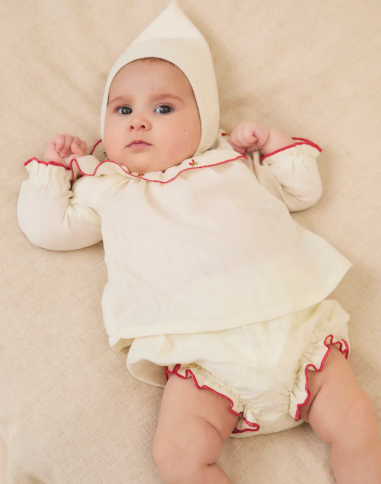 BIRINIT PETIT EMB BLOUSE & BLOOMER SET for Baby Girls 6M-2Y | Soft Cotton Outfit for Special Occasions, Photo Shoots & Family Gatherings