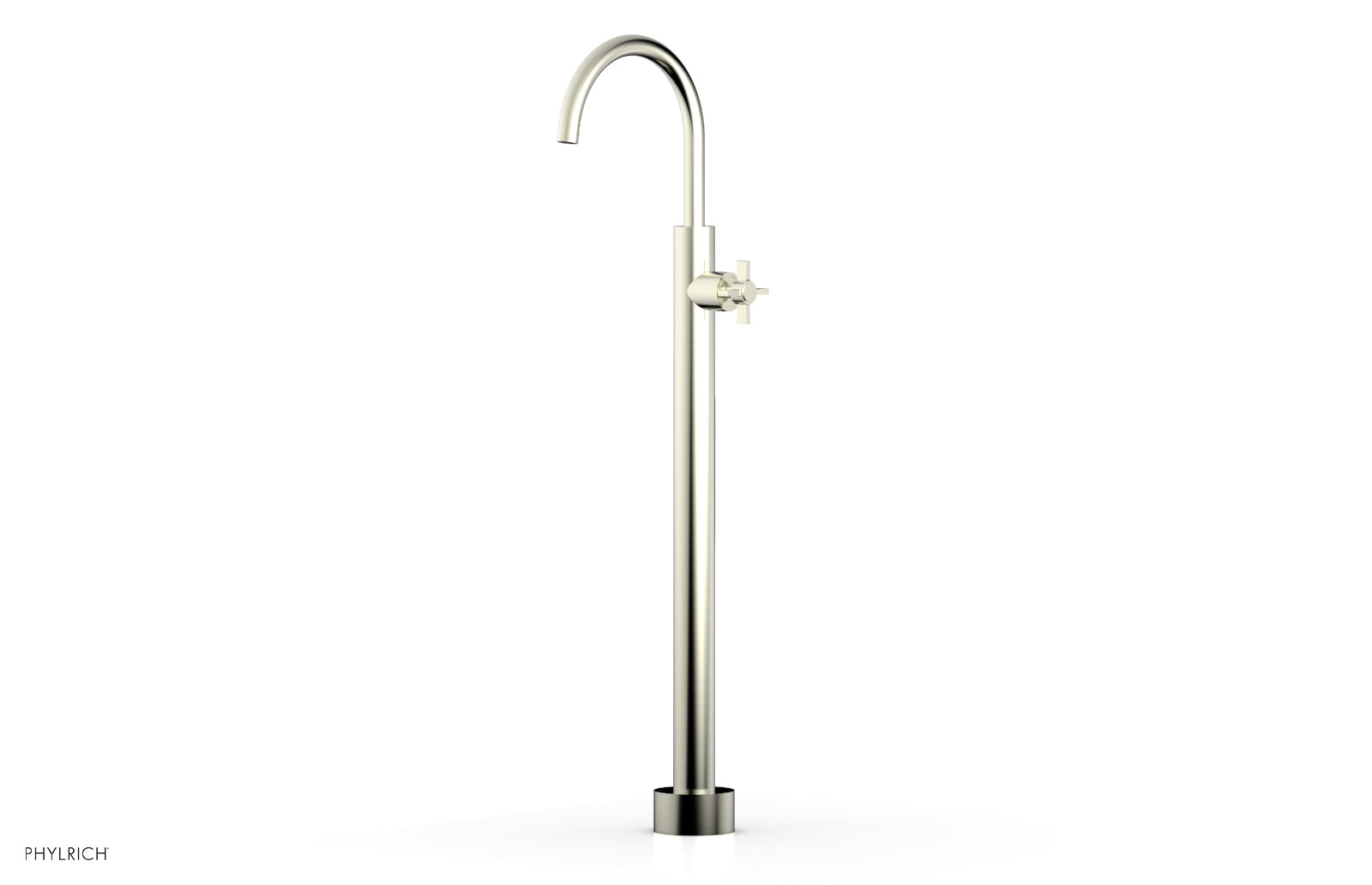 BASIC Tall Floor Mount Tub Filler with Cross Handle - D132 44 02 - Perfect for Modern Bathroom Renovations and Spa-Like Showers