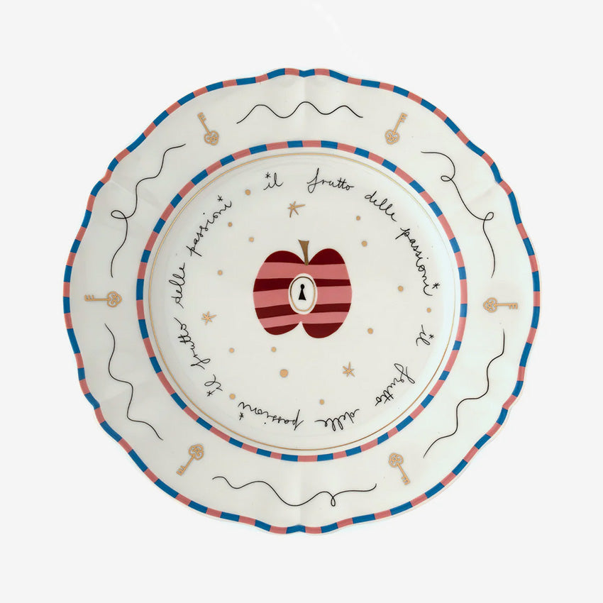 Bitossi Home Apple Flat Plate - Elegant Ceramic Dinner Plate for Desserts, Appetizers & Cheese - Perfect for Dining, Entertaining & Gift Giving