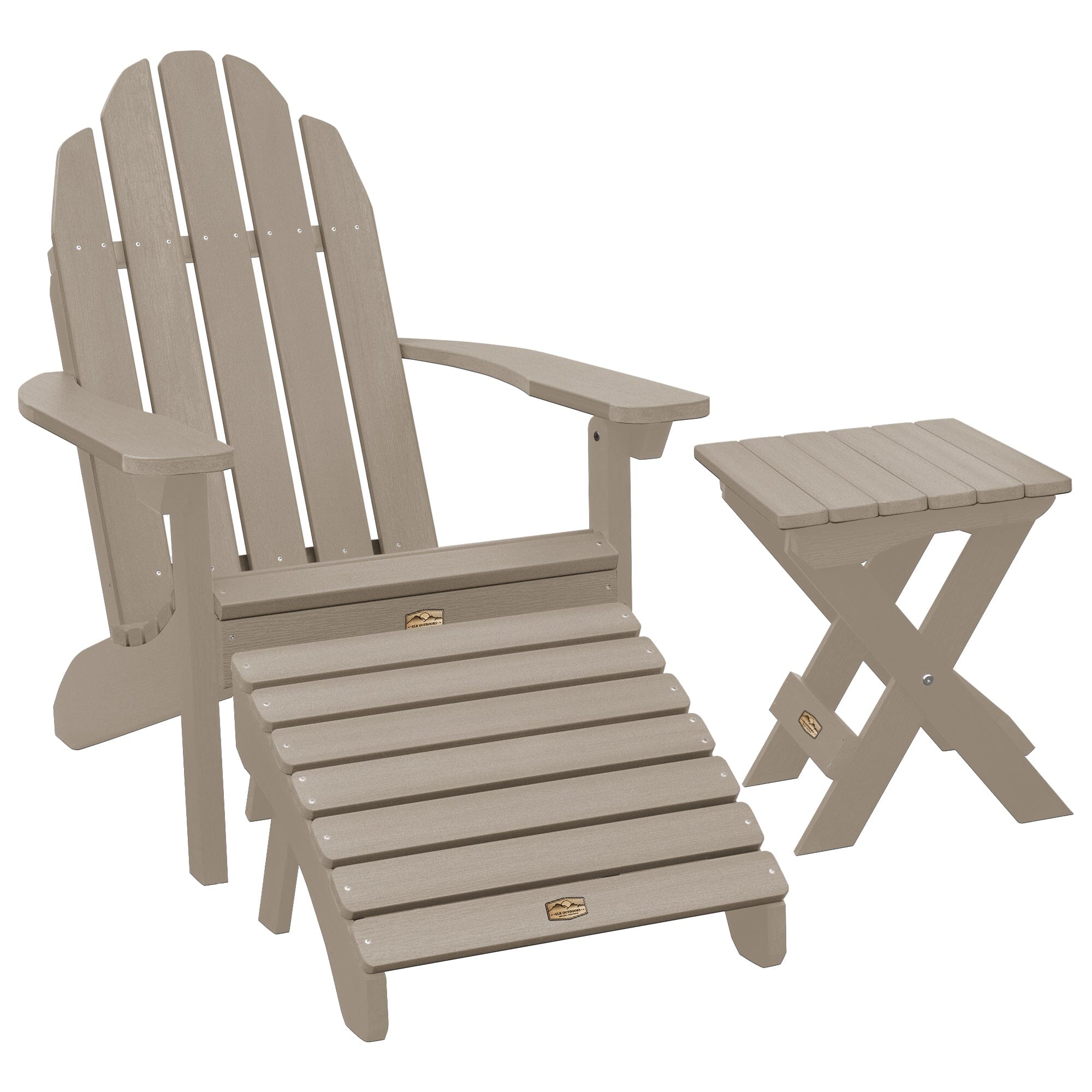 Premium Adirondack Chair with Ottoman & Folding Side Table - Comfortable Outdoor Lounge Furniture for Patio, Garden, Poolside Relaxation