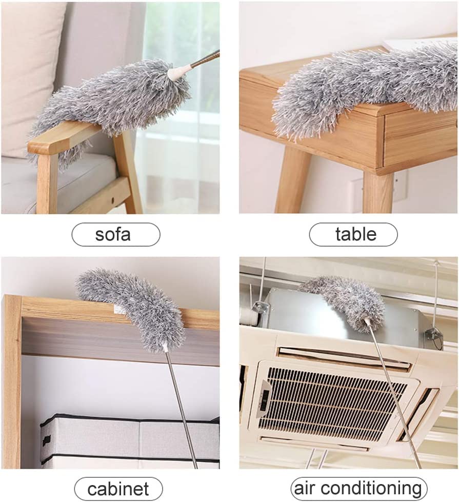 Fulminare Microfiber Feather Duster - Bendable & Extendable 100-inch Pole, Washable Fan Cleaning Duster for High Ceiling Fans, Window Blinds, Furniture, Hard-to-Reach Areas - Perfect for Home, Office & Car Cleaning