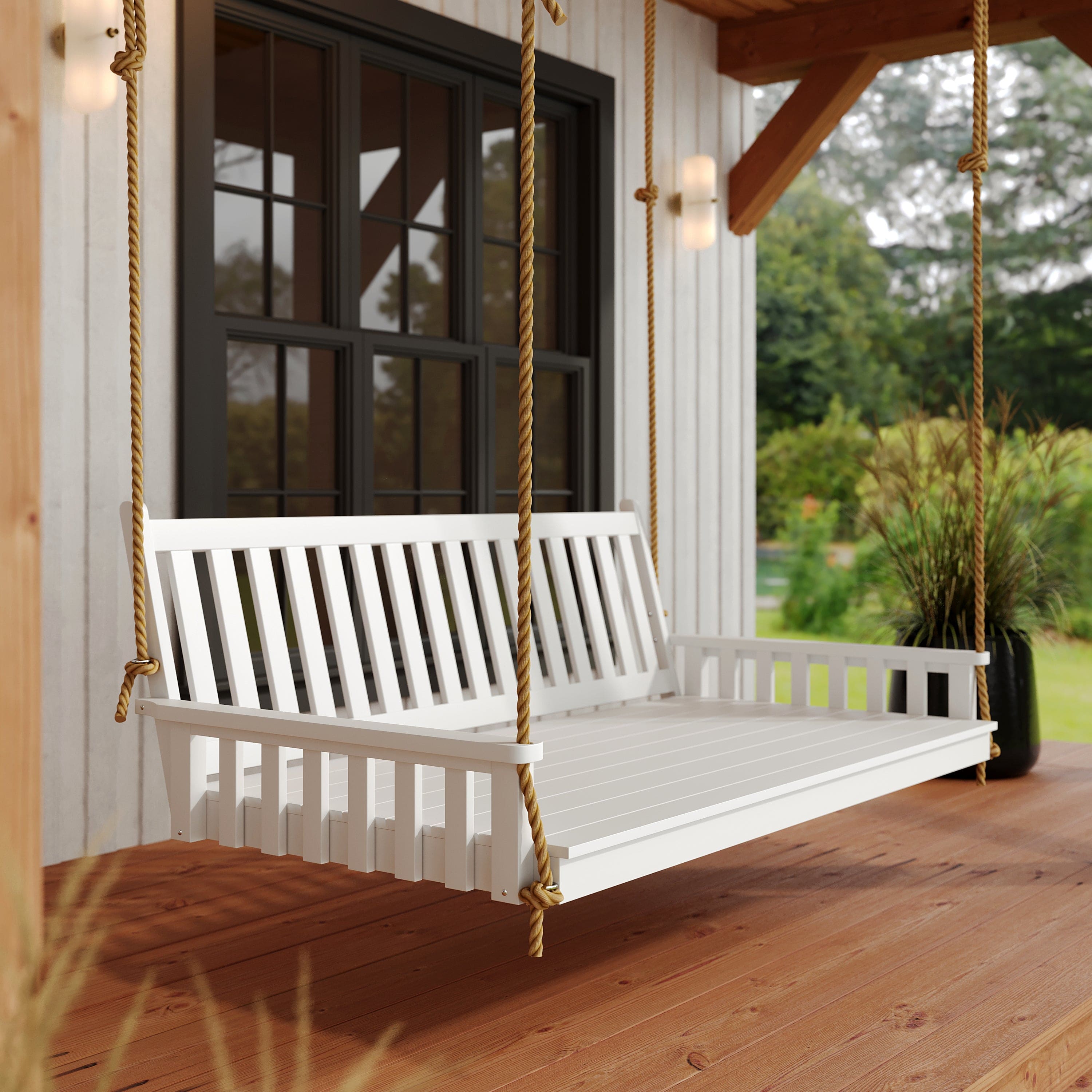 Keystone Amish Co. Twin Franklin Recycled Plastic Swing Bed in Turf Green - Perfect for Porch, Patio, and Backyard Relaxation