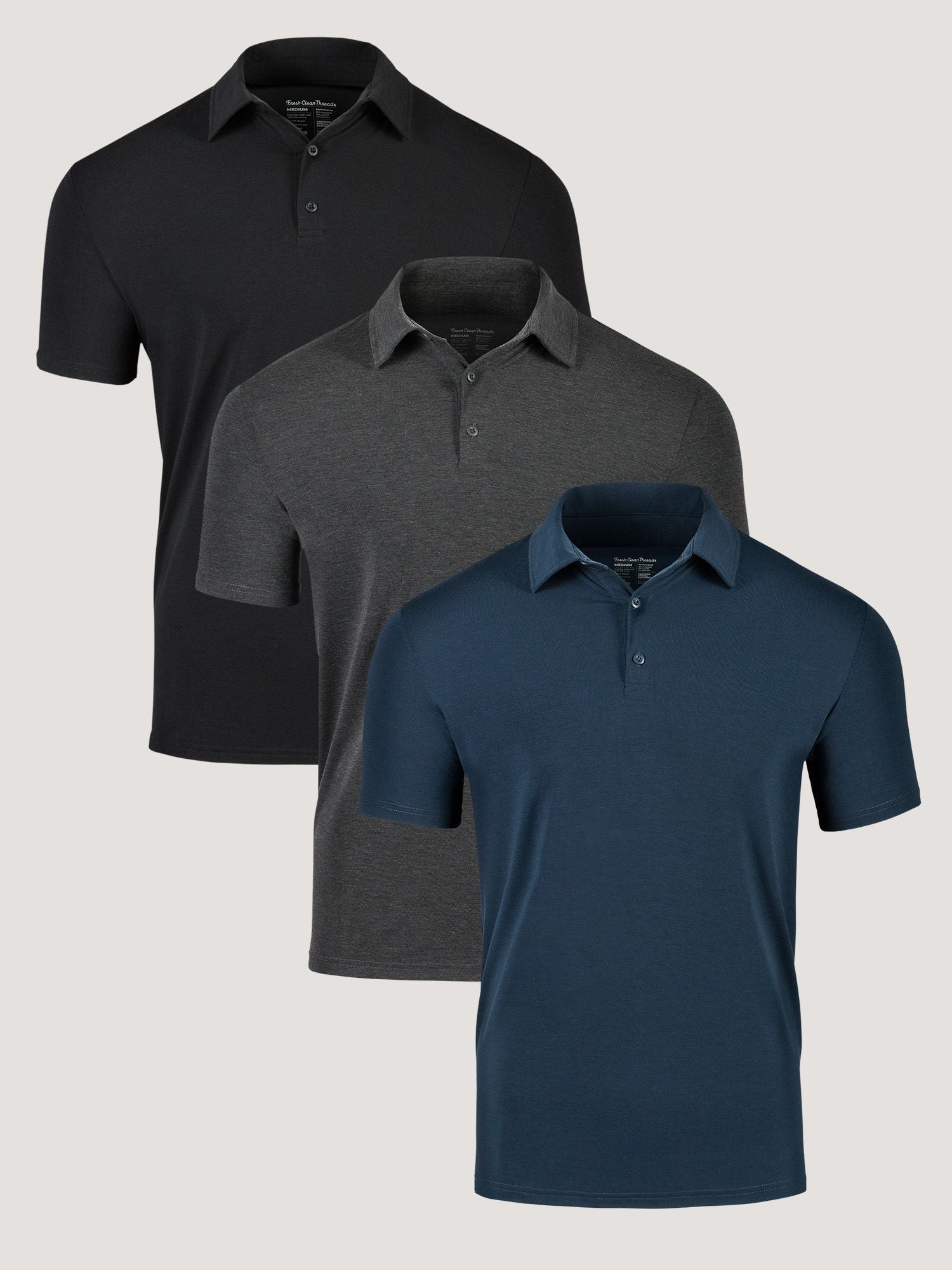 Performance Polo Shirts for Men - 3 Pack Moisture Wicking & Breathable Golf & Casual Wear - Perfect for Workouts, Office & Outdoor Activities