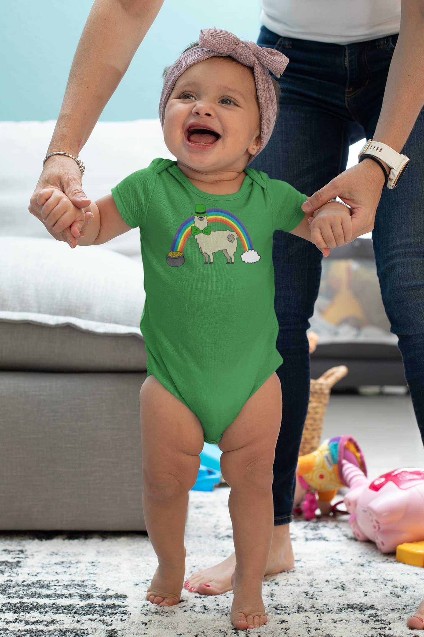 Cute St. Patrick's Day Llama Pot of Gold Baby Bodysuit - Soft Cotton One-Piece for Infants - Perfect for Holiday Photos, Parties & Irish-Themed Celebrations