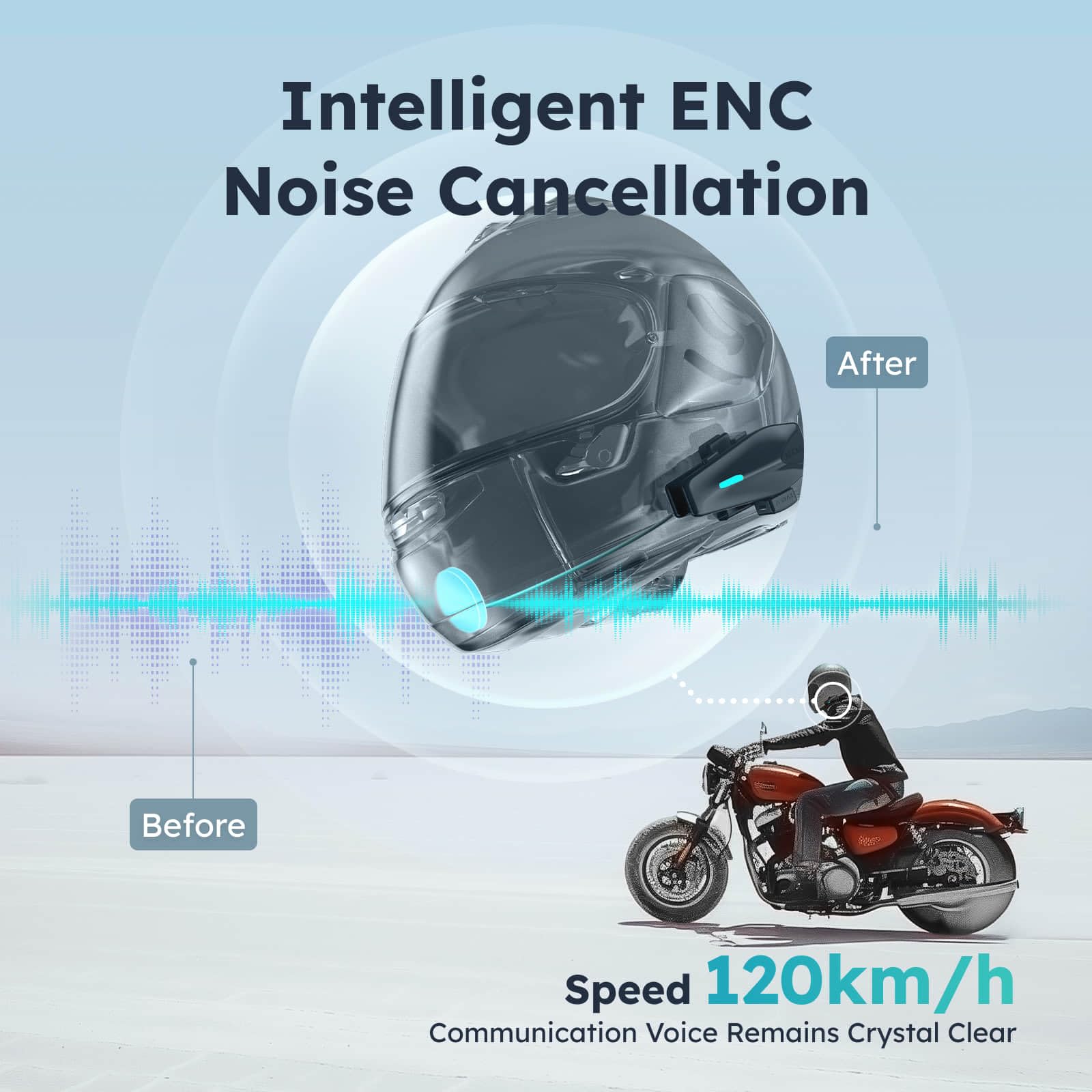 S1 Motorcycle Bluetooth Headset - 8 Rider Mesh Intercom System with FM Radio, AI Voice Control, 60 Min Fast Charge & Auto Volume | Perfect for ATV, Snowmobile & Skiing Adventures