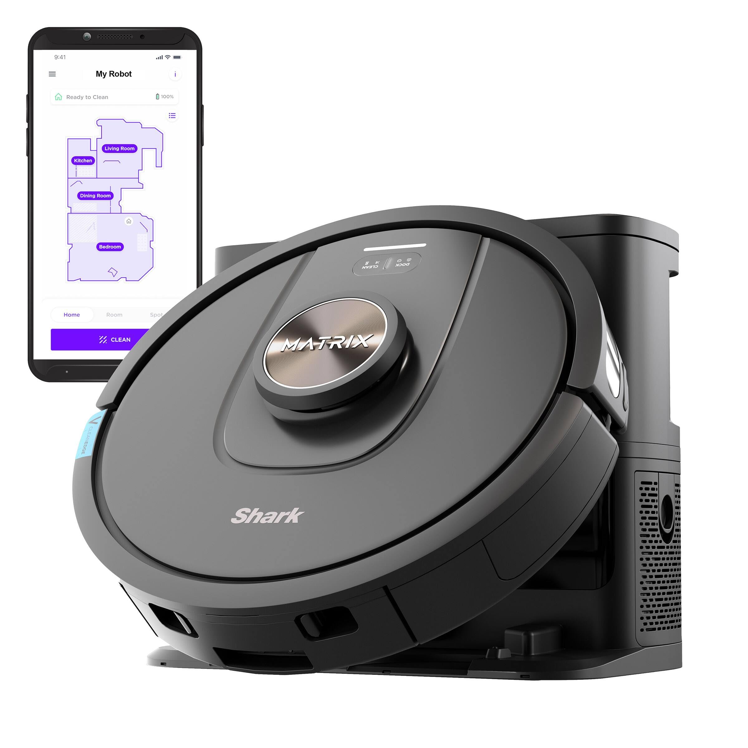 Shark UR2360S Ultra Robot Vacuum Cleaner with Matrix Clean Technology - Smart WiFi Connected, Self-Empty Base (30-Day Capacity), HEPA Bagless System - Perfect for Pet Hair Removal on Hardwood Floors & Carpets - Self-Cleaning Brushroll & Precision Mapping - Ideal for Homes with Pets, Allergies or High-Traffic Areas (Renewed, Black)
