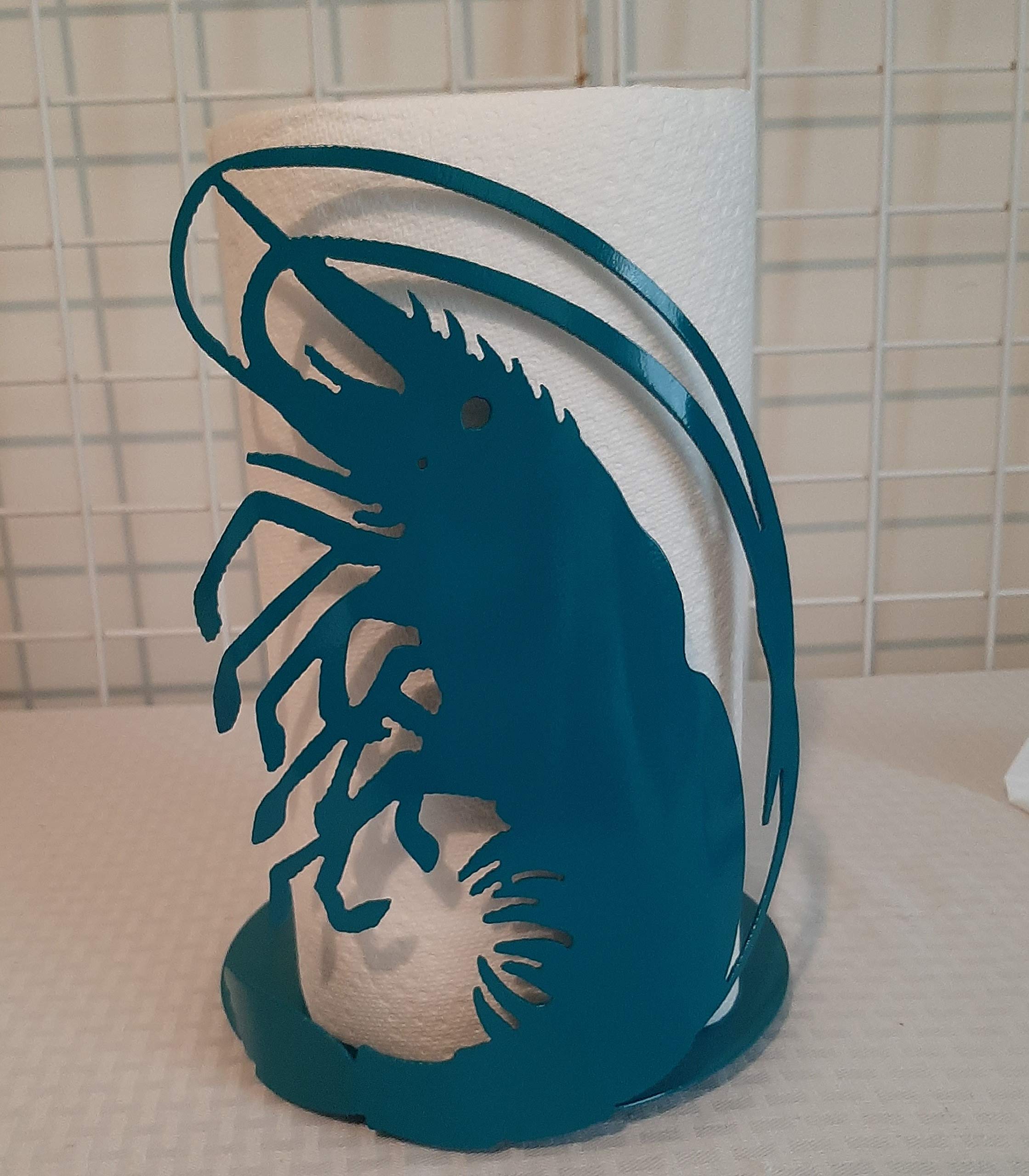 Stainless Steel Shrimp Shaped Paper Towel Holder - Kitchen & Bathroom Decor, Unique Sea Animal Theme for Coastal Home Decor