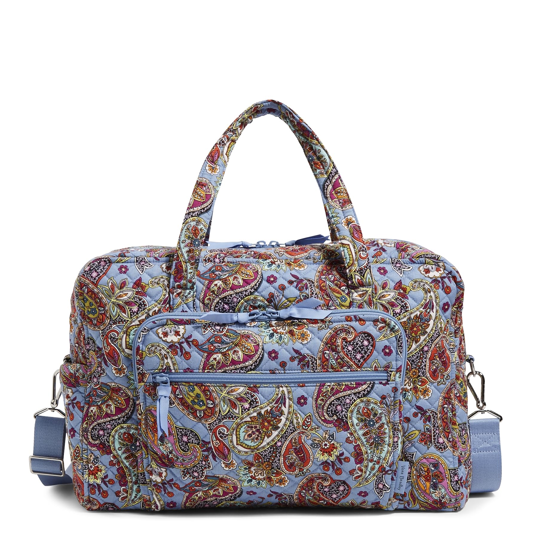 Vera Bradley Women's Cotton Weekender Travel Bag - Provence Paisley Print - Spacious Overnight Carryall for Weekend Getaways, Gym, Work & Travel - One Size
