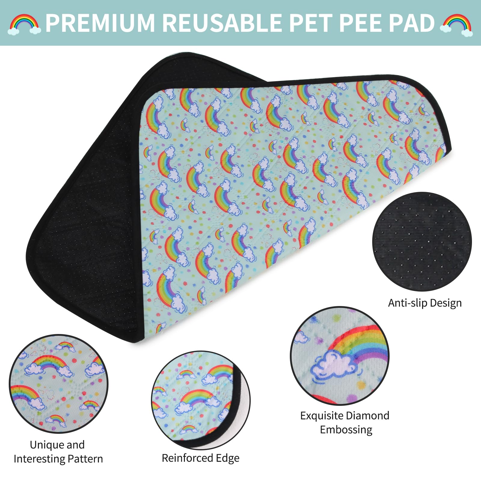 Washable & Reusable Dog Pee Pads - 2 Pack Super Absorbent Puppy Training Pads | Waterproof Pet Mat for Whelping, Incontinence, Playpen, Crate & Dog Bed | Ideal for Housebreaking, Travel & Senior Dogs
