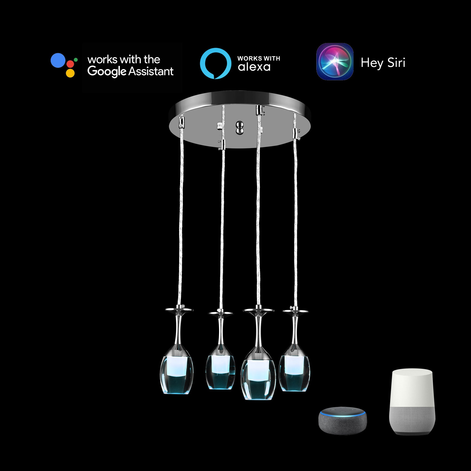 Bacchus Clear Acrylic Red Wine Glass Shaped Smart RGB Pendant Light - Modern LED Hanging Lamp for Dining Room, Bar, and Home Decor