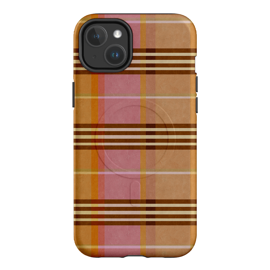 Peachy Plaid Phone Case for iPhone 15/14/13/12/11 Pro Max - Cute Tartan Pattern Protective Cover with Shockproof Design - Perfect for Everyday Use, Travel & Fashion Accessories