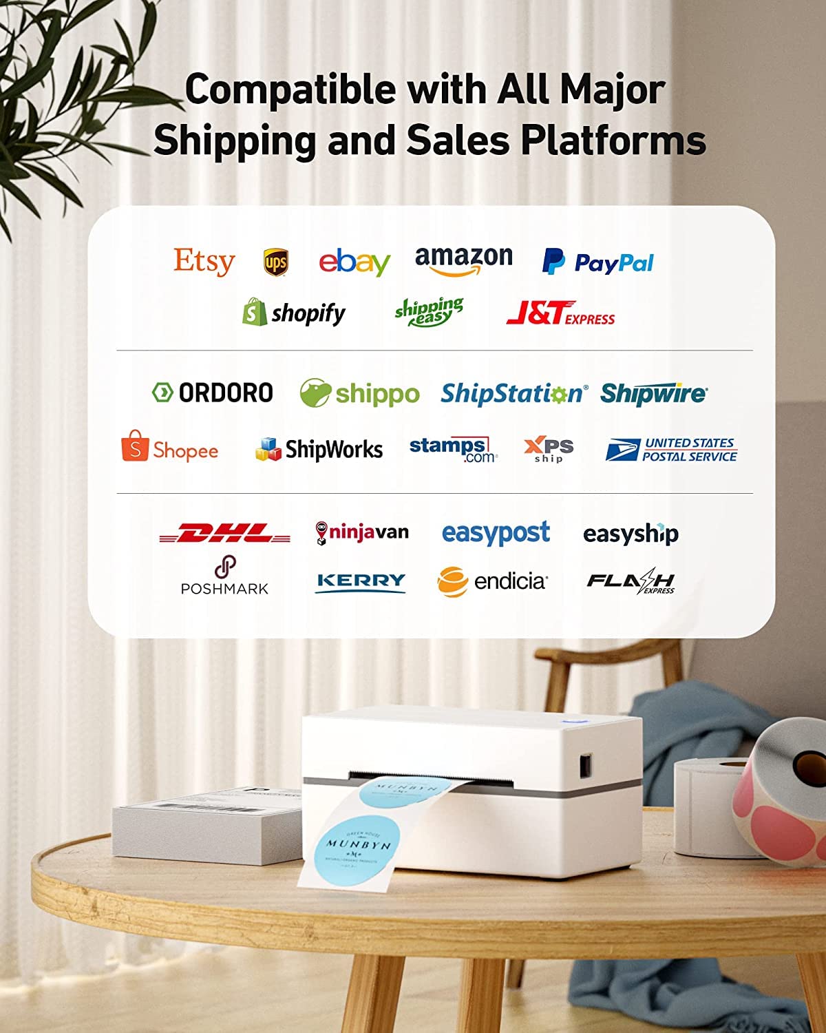 MUNBYN P130 4x6 USB Thermal Shipping Label Printer - Desktop Barcode Printer for Small Business | Compatible with Mac, Windows, Canada Post, UPS, USPS | Easy Setup for Shipping Packages, E-commerce & Logistics