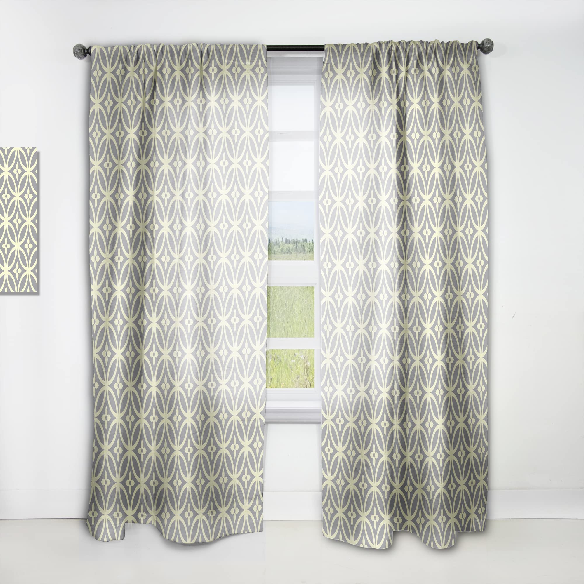 DesignQ Retro Ornamental Pattern II Thermal Insulated Curtains - Single Panel 52x120 Inches - Blackout Drapes for Bedroom & Living Room - Vintage Home Decor for Windows, Privacy & Light Control