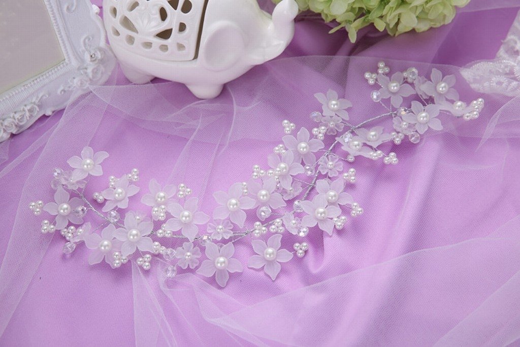 KAMAY'S® Handmade Pearl Bridal Hair Accessories – Elegant Floral Headband for Weddings, Bridal Shower & Special Occasions | Wedding Hair Jewelry & Headdress