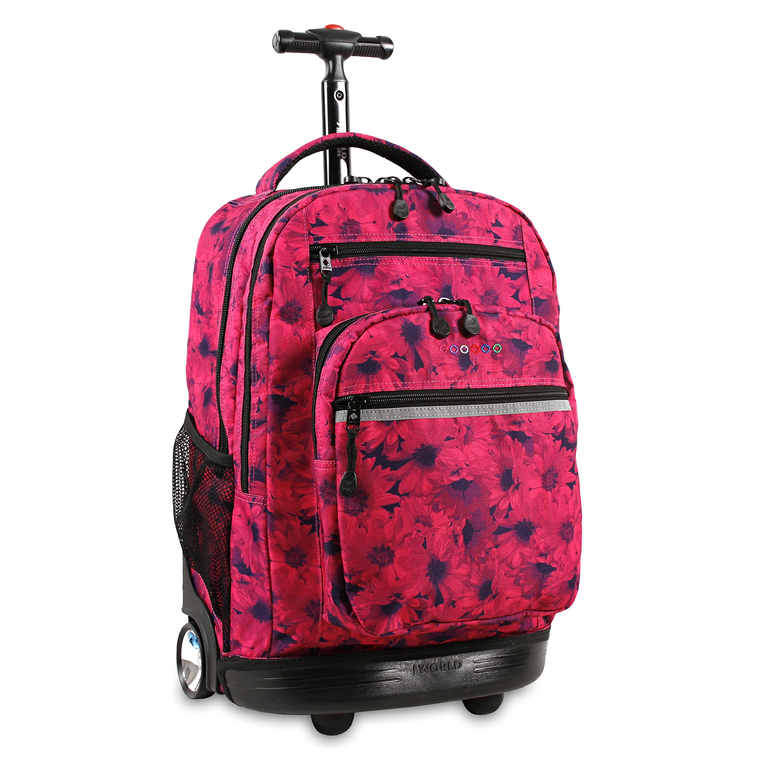 J World New York Sundance 20 Inch Rolling Backpack for Kids - Durable Wheeled Bookbag for School & Travel, Bellis Design - Perfect for Students, Commuters & Airplane Carry-On