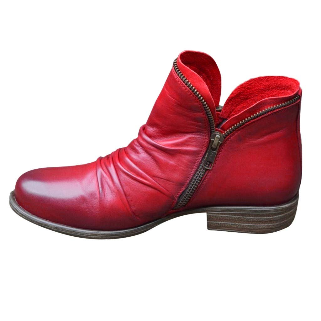 Gibobby Women's Ankle Boots - Low Heel Round Toe Fashion Booties with Zipper | Casual Hiking & Walking Shoes for Women | Perfect for Outdoor Adventures, Travel & Everyday Wear