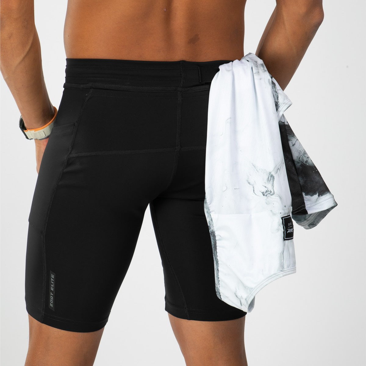 Men's Elite Run 9.5 Tight - Jet Black Performance Running Tights for Men - Gym Workout & Marathon Training
