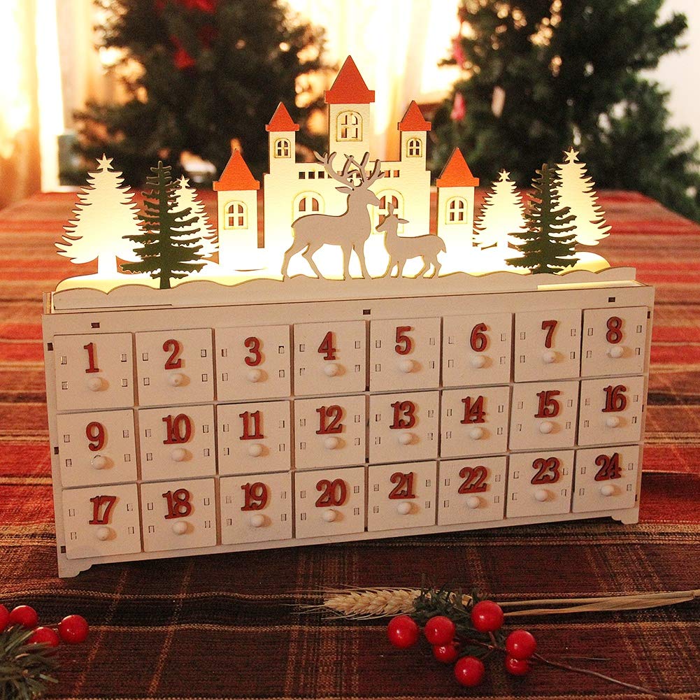 DIY Wooden Advent Calendar with Changeable Top Decoration - Christmas Countdown Holiday Decor for Home, Office & Gift Giving