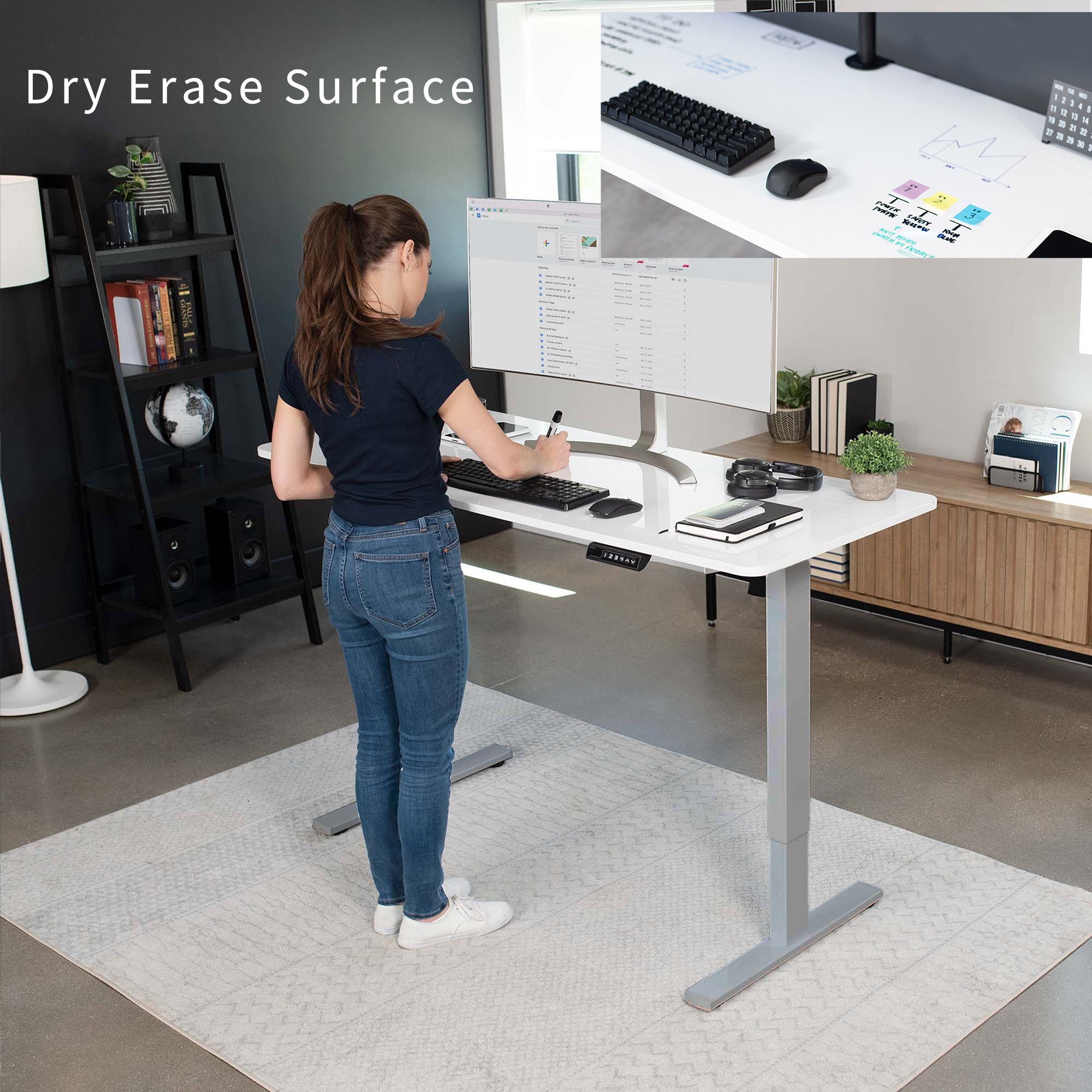 1B Solid Top Series Single Motor Electric Standing Desk with Push Button Memory Controller - Perfect for Home Office, Gaming & Workspace Ergonomics