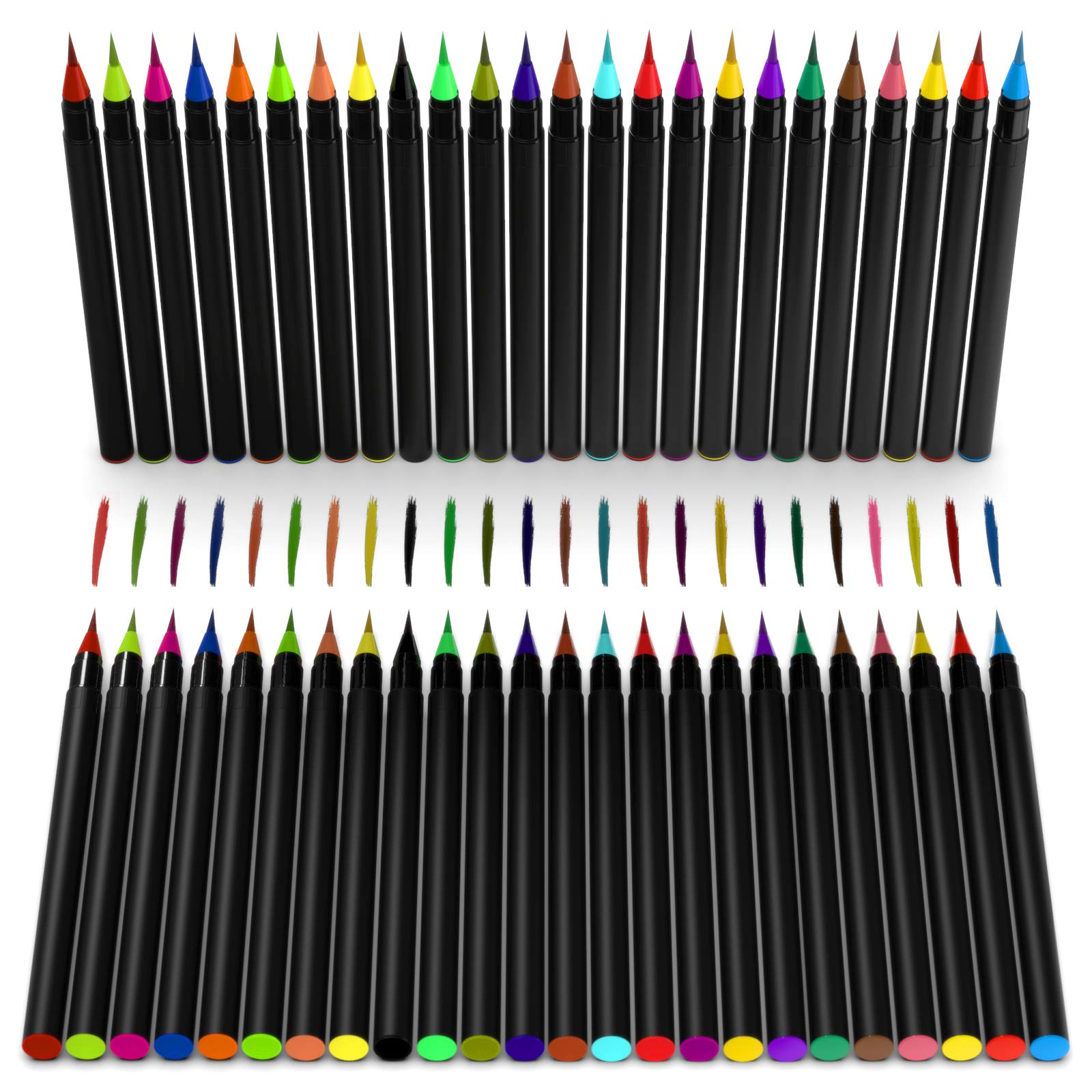 Watercolor Brush Pens Set - 48 Soft Tip Water Based Markers for Coloring Books, Drawing, Calligraphy & Hand Lettering | Perfect for Artists, Students & DIY Craft Projects