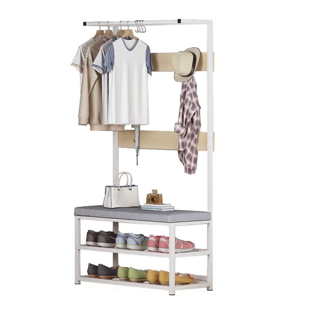 4-in-1 Entryway Hall Tree with Coat Rack, Shoe Bench & Storage Shelves - Durable Metal Frame for Living Room, Bedroom & Hallway Organization | Perfect for Small Spaces, Apartment Entryways & Mudroom Storage Solutions