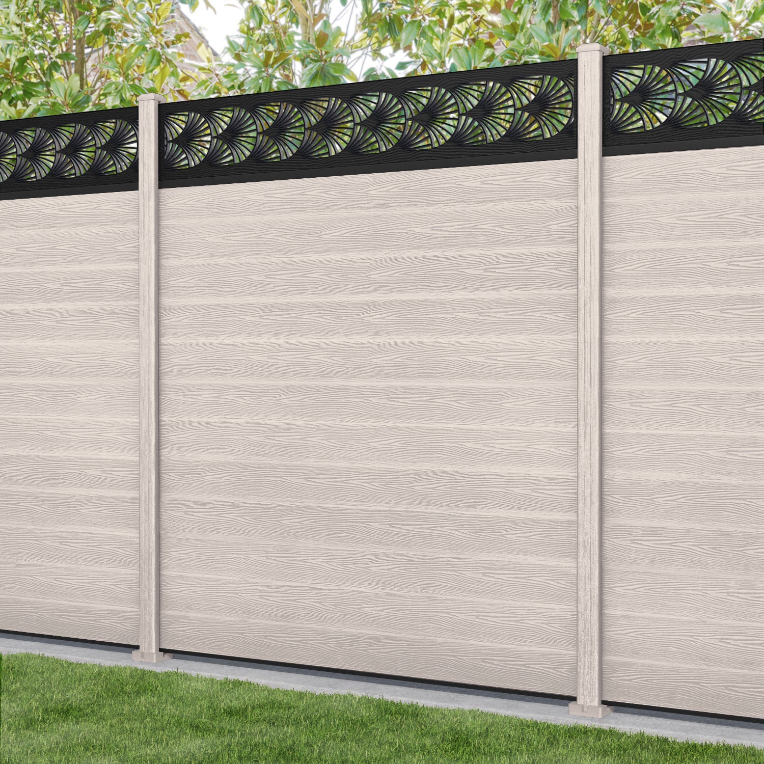 Classic Laurel Fence Panel - Mid Stone Color Composite Fence with Durable Posts | Privacy Fencing for Backyard, Garden & Pool Areas