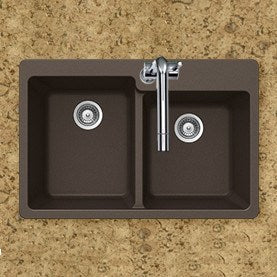 Houzer M-175 Quartztone Series Granite Topmount 60/40 Double Bowl Kitchen Sink - Durable & Stylish for Modern Kitchens, Perfect for Cooking & Cleaning