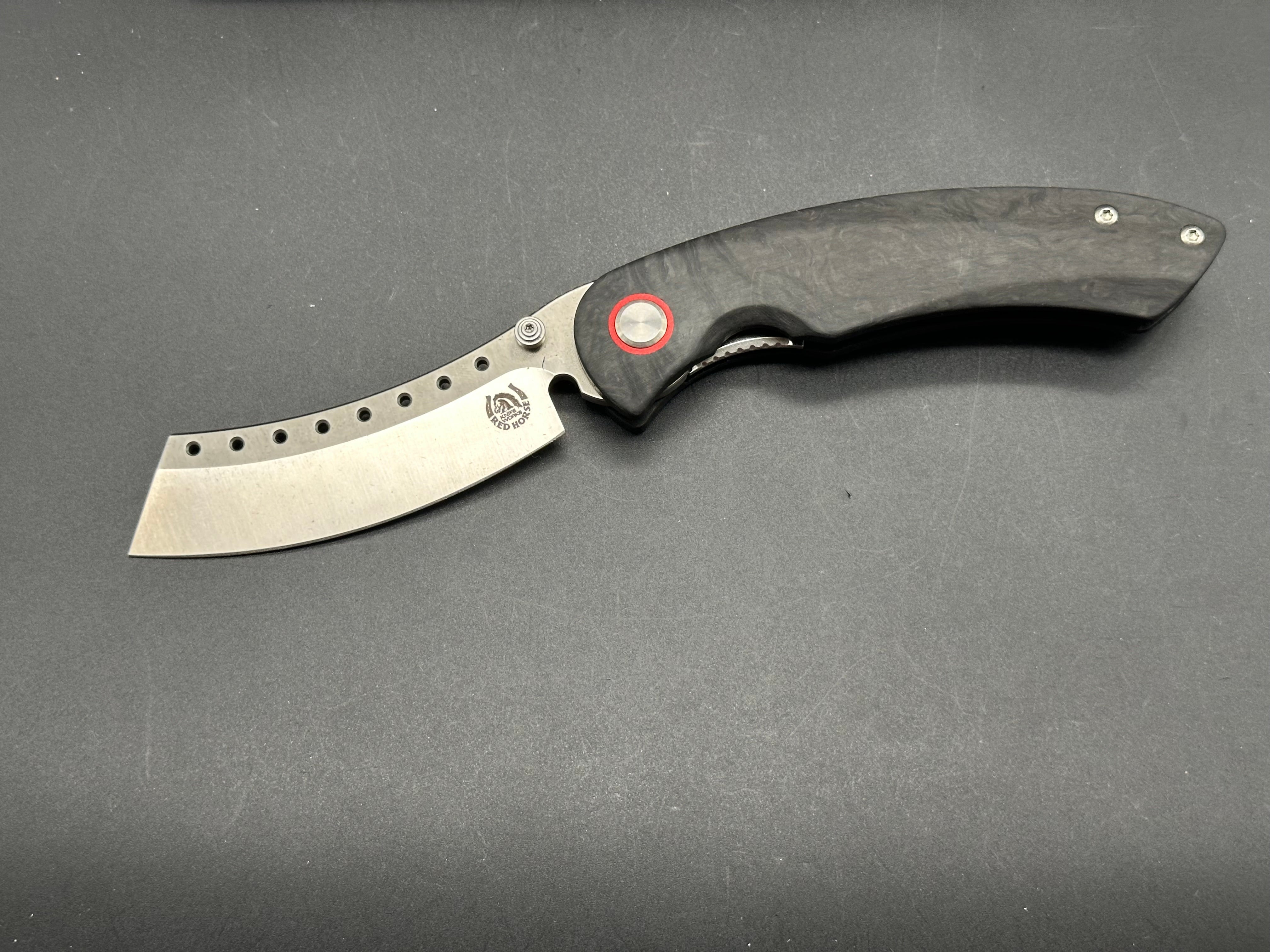 Premium Red Horse Knife Works Hell Razor P Liner Lock Folding Knife - 3.6