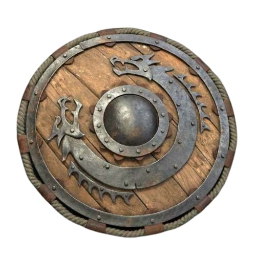 Authentic Medieval Viking Wooden Shield with Dragon Face Design - 24 Inch Round Warrior Shield for Halloween, Cosplay, LARP, Theater & Historical Reenactment | Handcrafted by Design Handicraft | Perfect for Viking Themed Parties, Renaissance Fairs & Home Decor