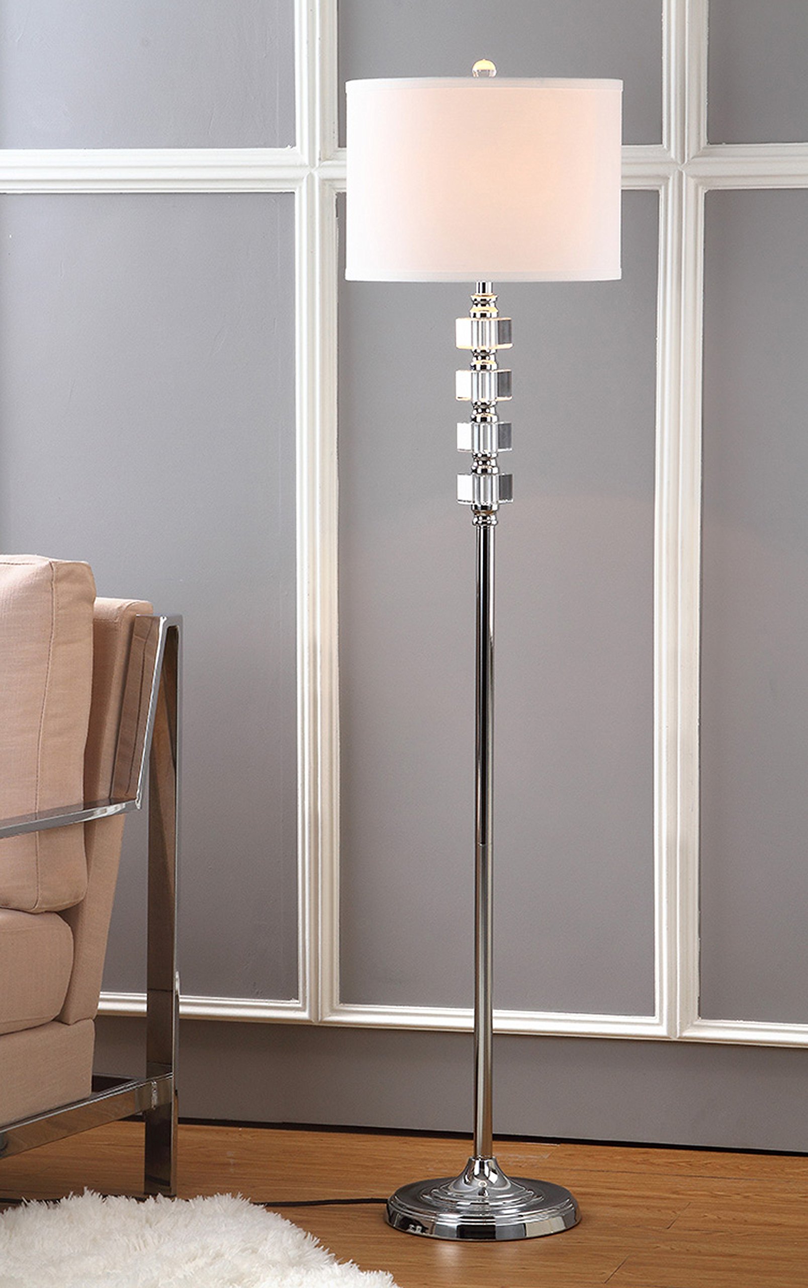 SAFAVIEH Lombard Street 60-inch Crystal & Chrome LED Floor Lamp - Modern Standing Light for Living Room, Bedroom, Home Office - Bright Lighting Solution with Included LED Bulb (Ideal for Reading, Decor & Ambient Lighting)