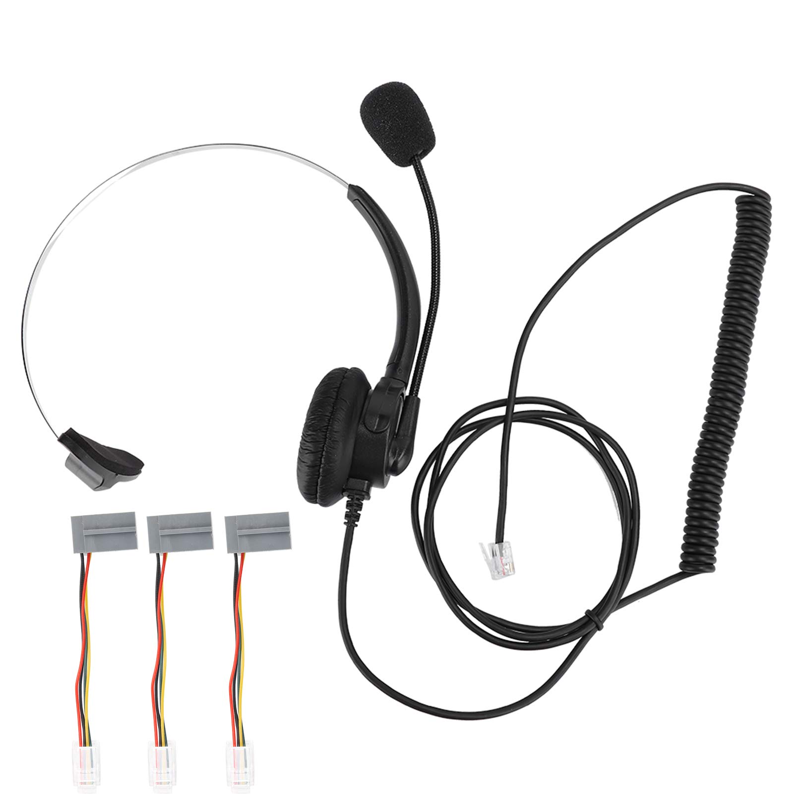 Professional Single-Ear Corded Telephone Headset with Noise-Canceling Microphone - Ideal for Call Centers, Sales, Insurance, Hospitals & Telecom Offices - Compatible with Landline & Office Phones