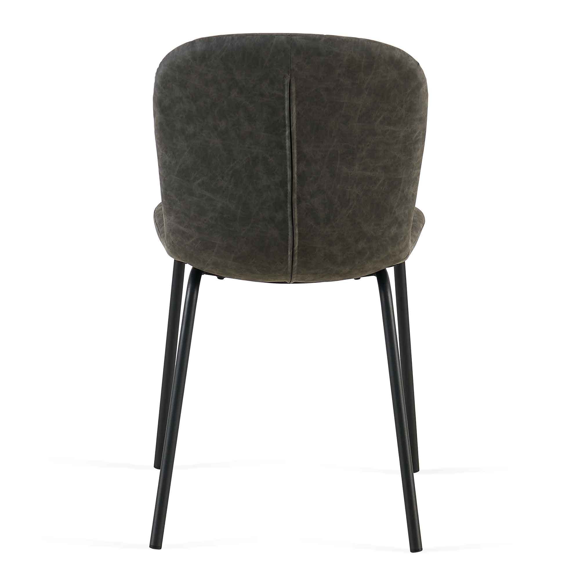Dark Grey Faux Leather Dining Chairs Set of 4 - Mid Century Modern PU Leather Upholstered Kitchen Chairs for Dining Room & Home Decor | Perfect for Small Spaces & Entertaining Guests