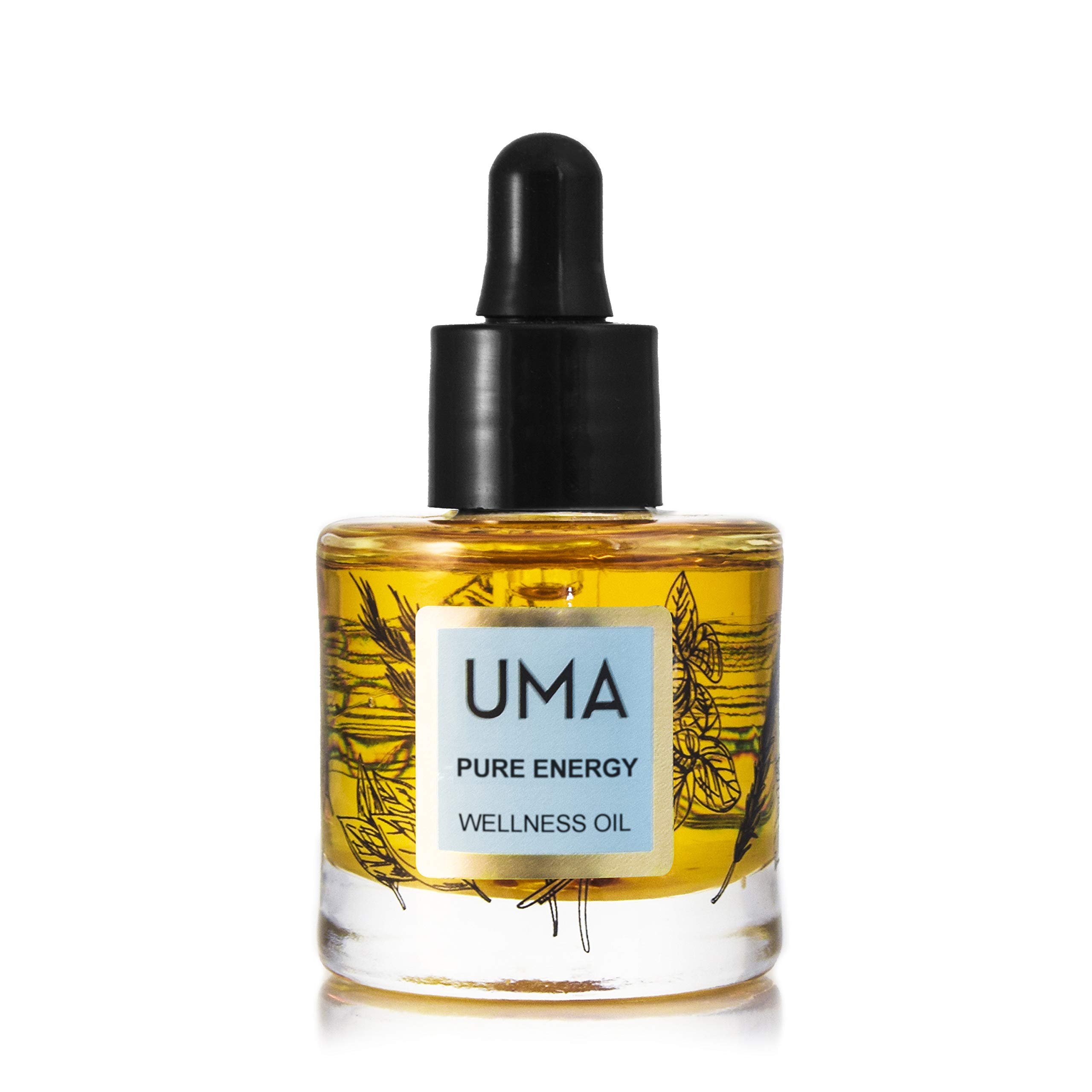 UMA Pure Energy Wellness Oil - 100% Organic Ayurvedic Essential Oil for Natural Energy, Memory & Focus | Peppermint & Rosemary Blend to Combat Fatigue | Daily Moisturizer for Skin & Hair (1 fl oz | 30 ml) | Perfect for Aromatherapy, Massage & Stress Relief