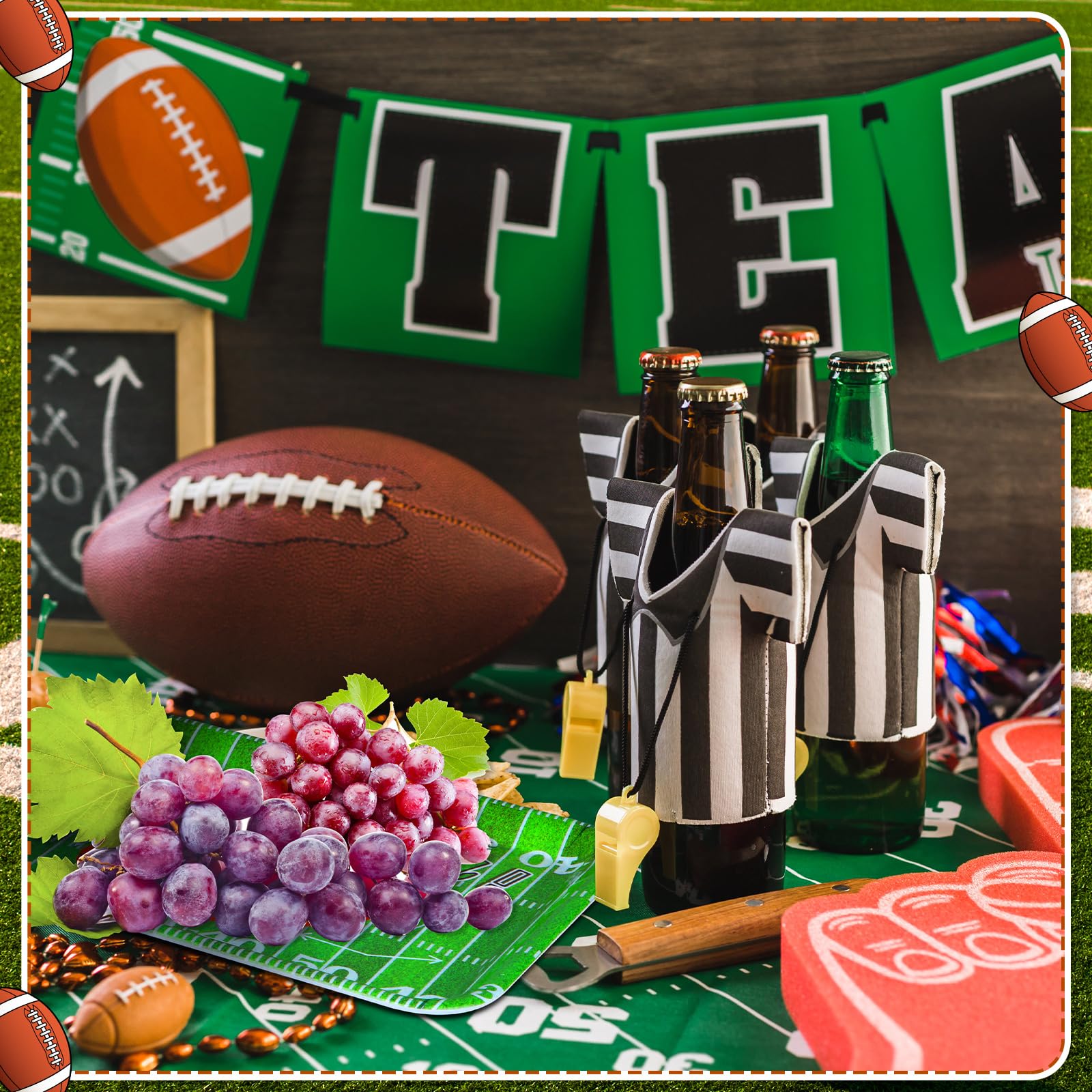 Zubebe 3-Pack 13x10 Inch Football Serving Trays & Platters - Reusable Football Party Decor for Snacks, Cookies, Desserts | Perfect for Super Bowl, Tailgating, Game Day & Sports Themed Events