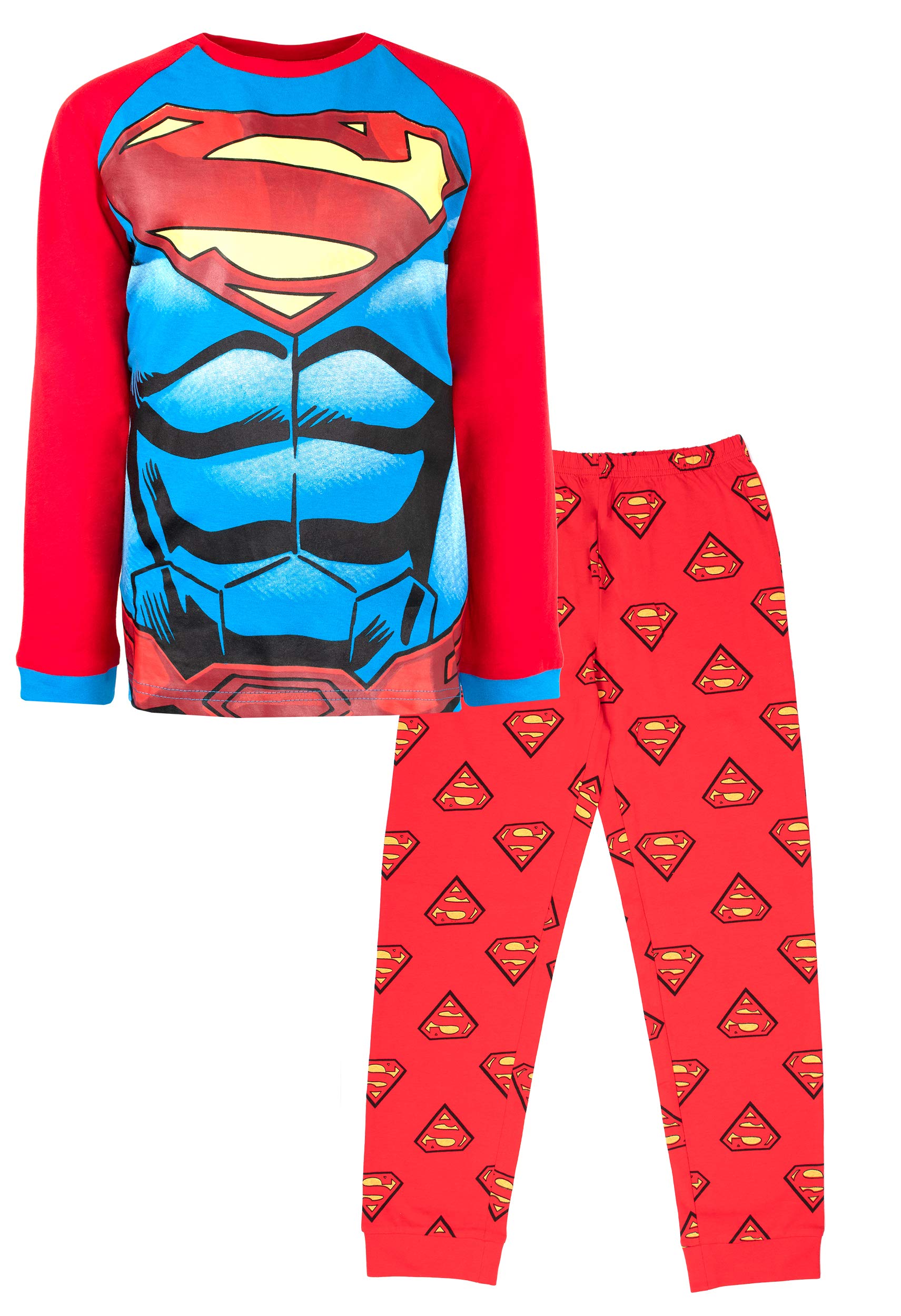 DC Comics Superman Pajama Set for Boys Age 3-10 | 100% Cotton Long Sleeve PJs with Cape | Official Licensed Sleepwear | Perfect for Halloween, Cosplay & Superhero Dress-Up