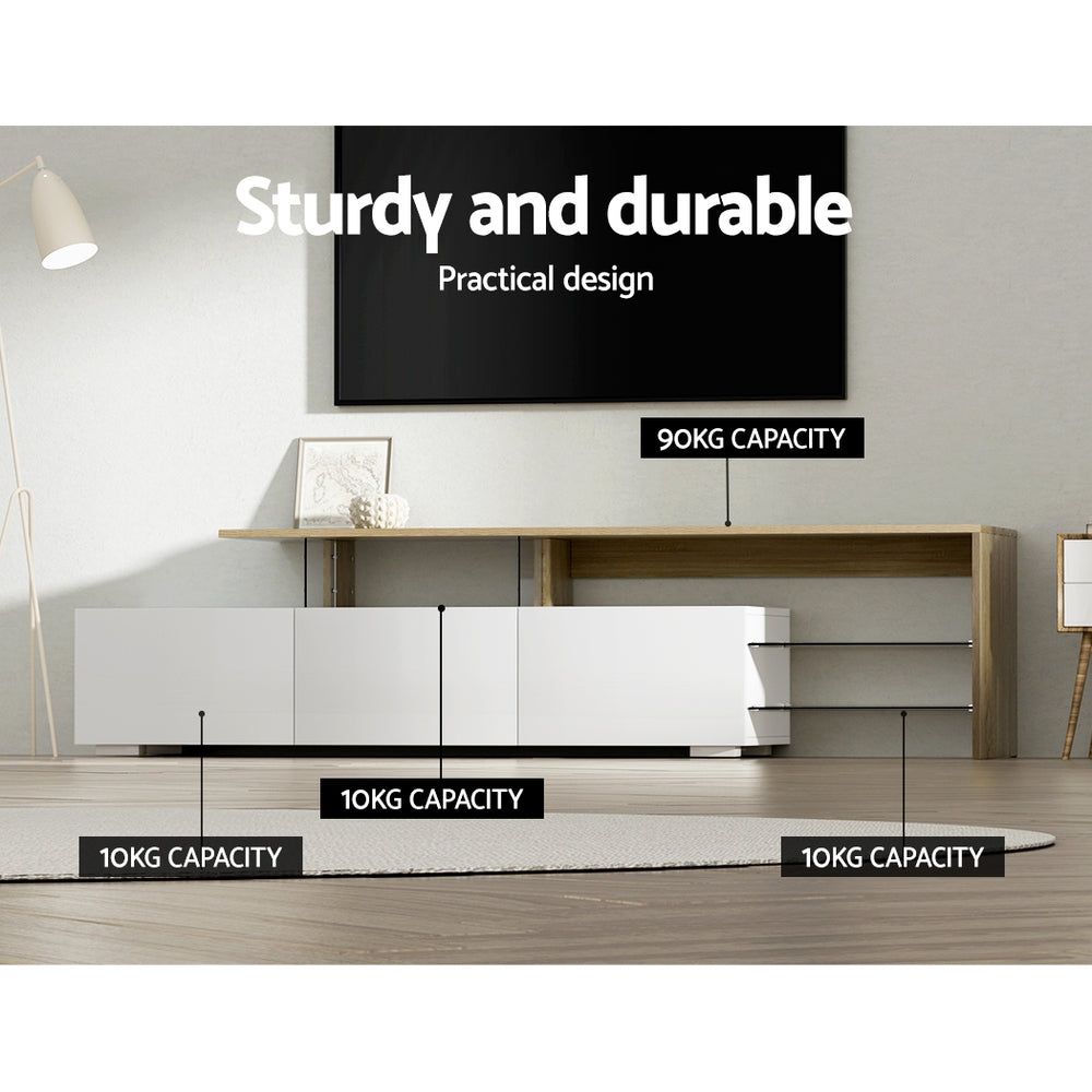 Artiss 180cm White Wood TV Stand Entertainment Center with Storage - Modern TV Cabinet for Living Room, Bedroom & Home Theater Setup