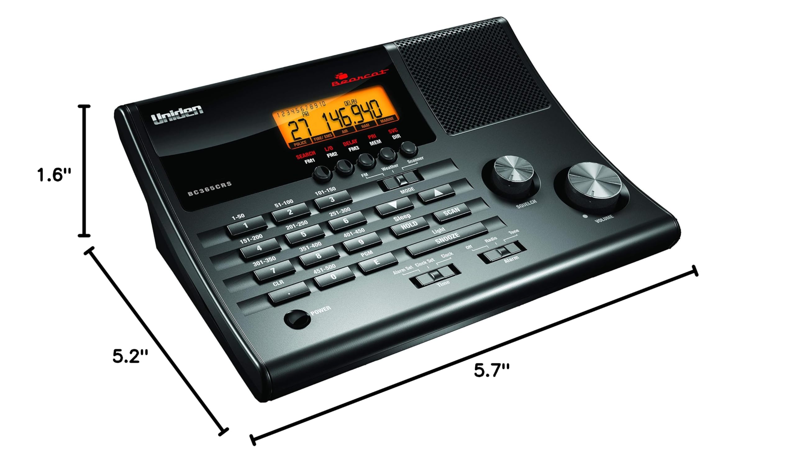 Uniden BC365CRS 500-Channel Scanner with Alarm Clock, FM Radio & Weather Alerts | Aviation, Railroad, Marine & Public Safety Band Coverage | Perfect for Emergency Preparedness, Travel & Hobbyists