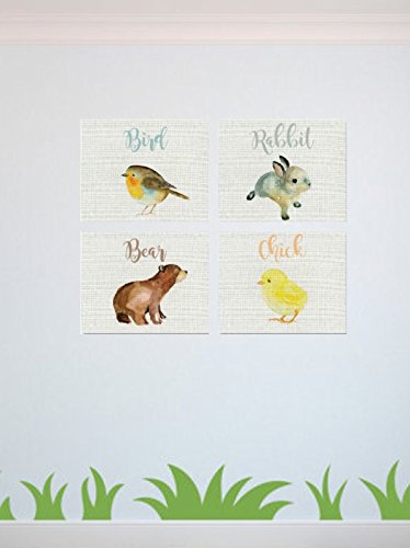 Baby Animal Wall Art Prints - Set of 4 (11x14 Inches) | Nursery Decor, Kids Room Decor, Gender Neutral Nursery Wall Art | Perfect for Baby Rooms, Playrooms & Nursery Rhyme Themed Spaces