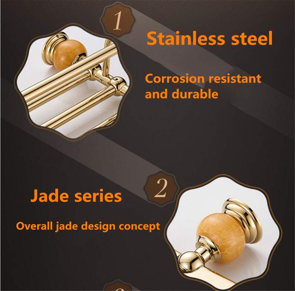Gold Stainless Steel Single Pole Towel Rail - 25 Inch (63Cm) Bathroom Towel Rack for Kitchen, Office & Home Decor - Durable & Rustproof Design for Hand, Dish & Bath Towels