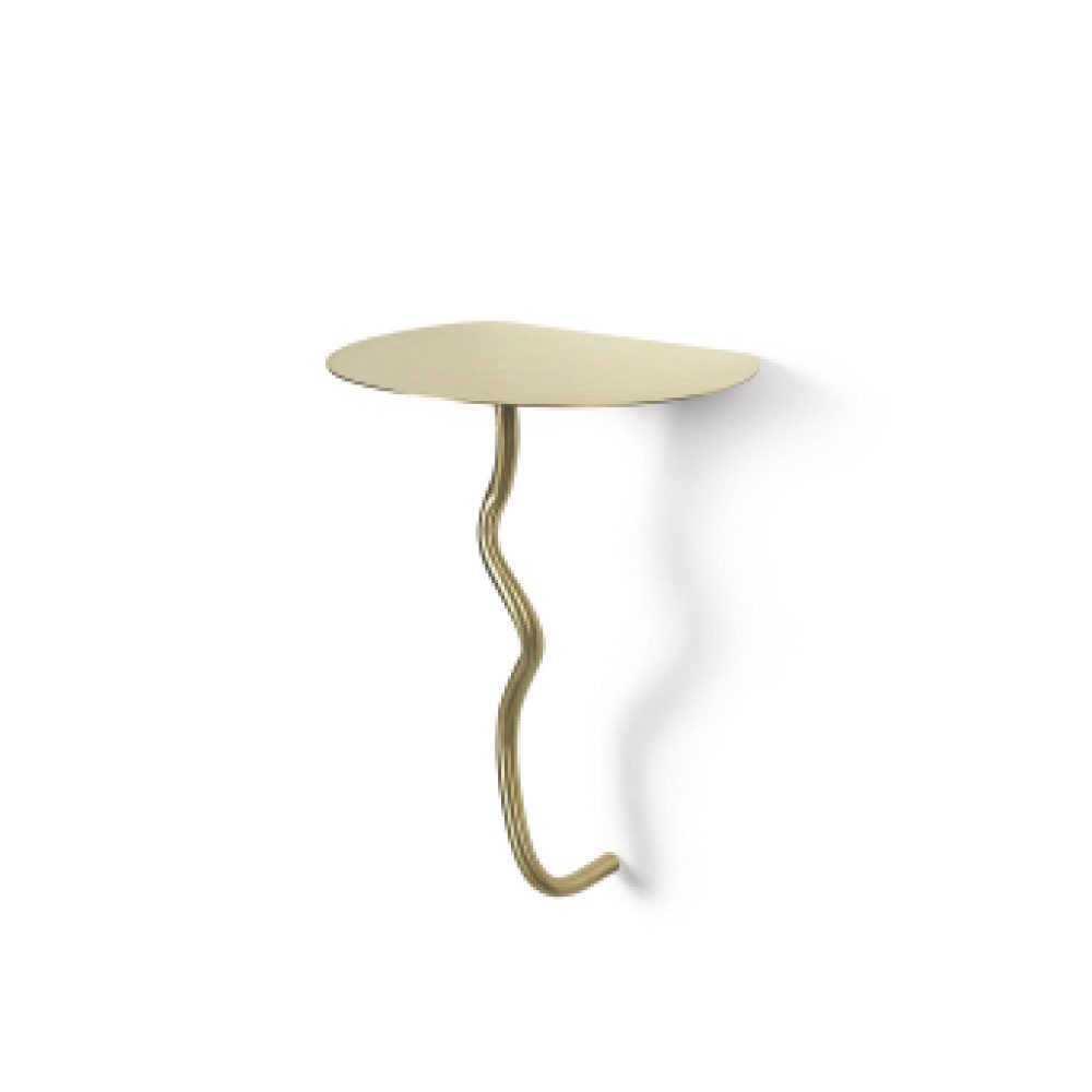 FERM LIVING Curvature Wall Table - Brass Finish Modern Floating Desk for Small Spaces | Home Office, Bedroom, Dorm Room Decor