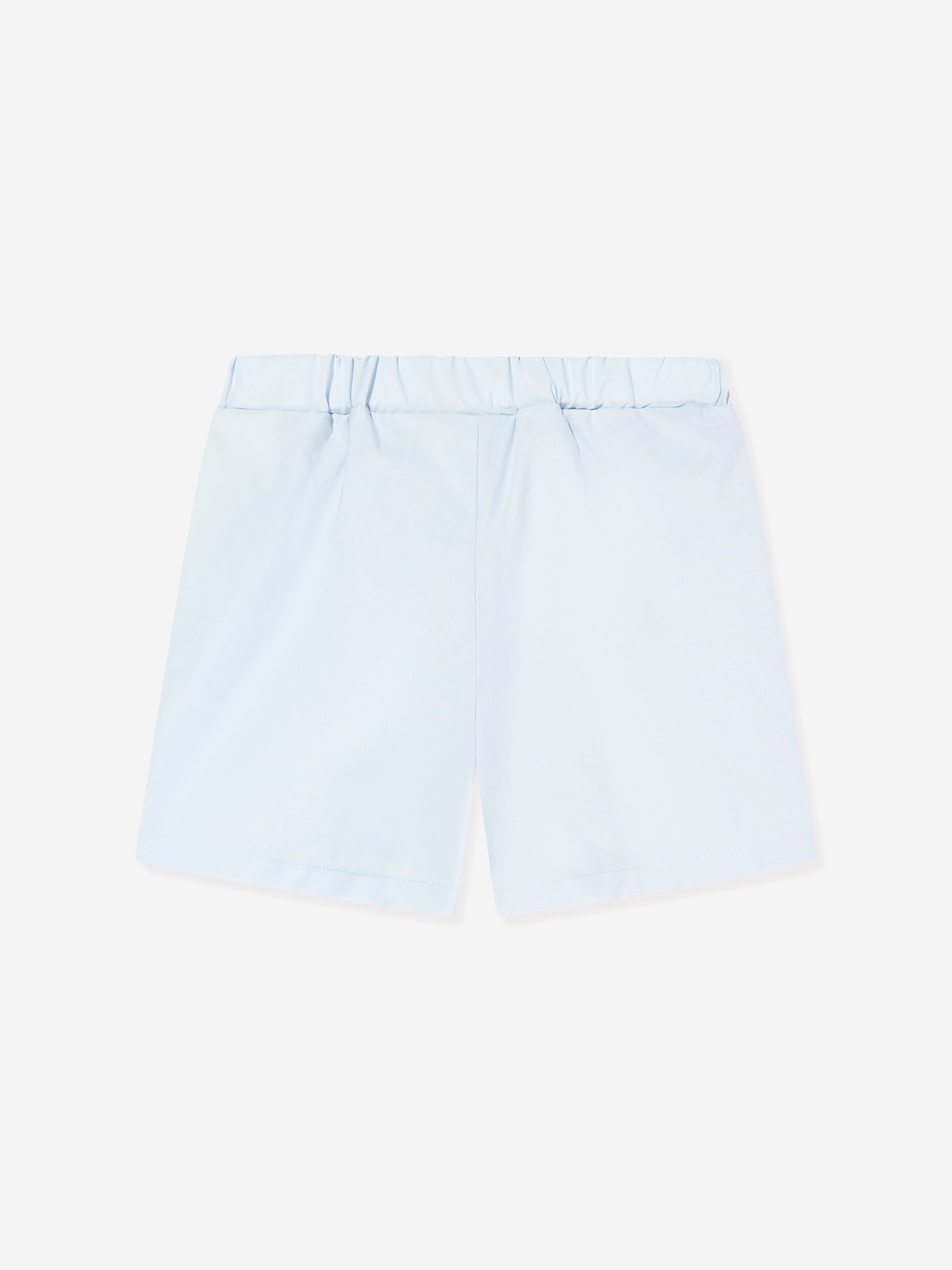 Baby Boys' Blue Logo Shorts - Comfortable Cotton Playwear for Summer Outings & Playdates
