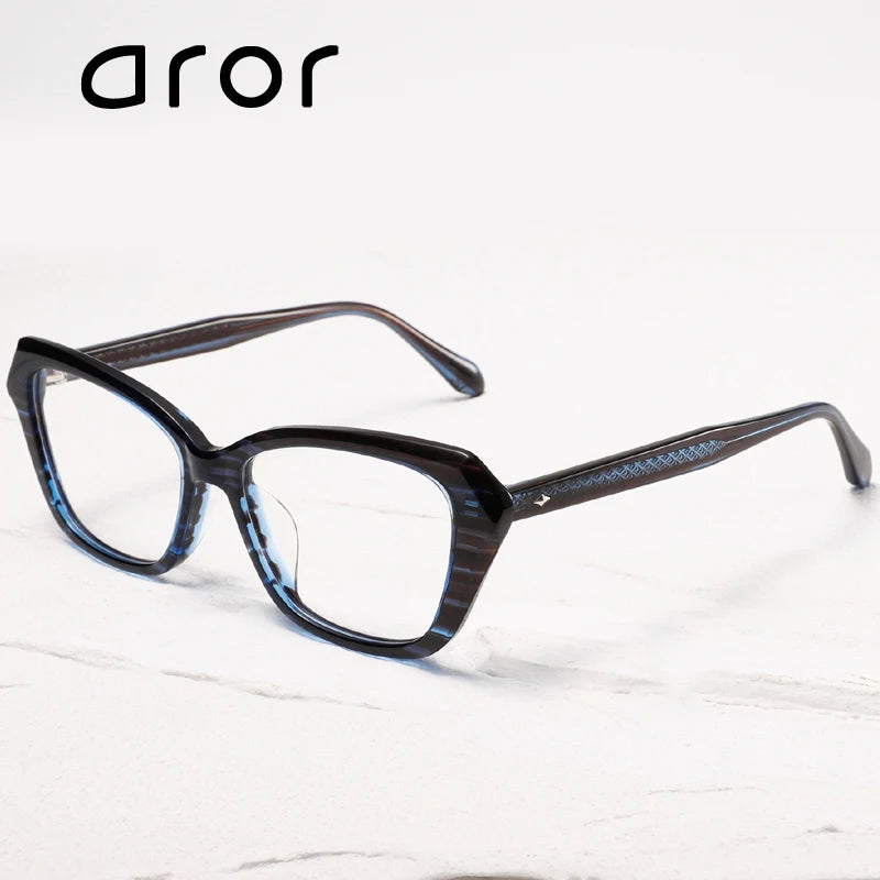 Stylish Aror Unisex Full Rim Square Cat Eye Acetate Eyeglasses Frame 49871 - Perfect for Reading, Fashion Accessory & Everyday Wear