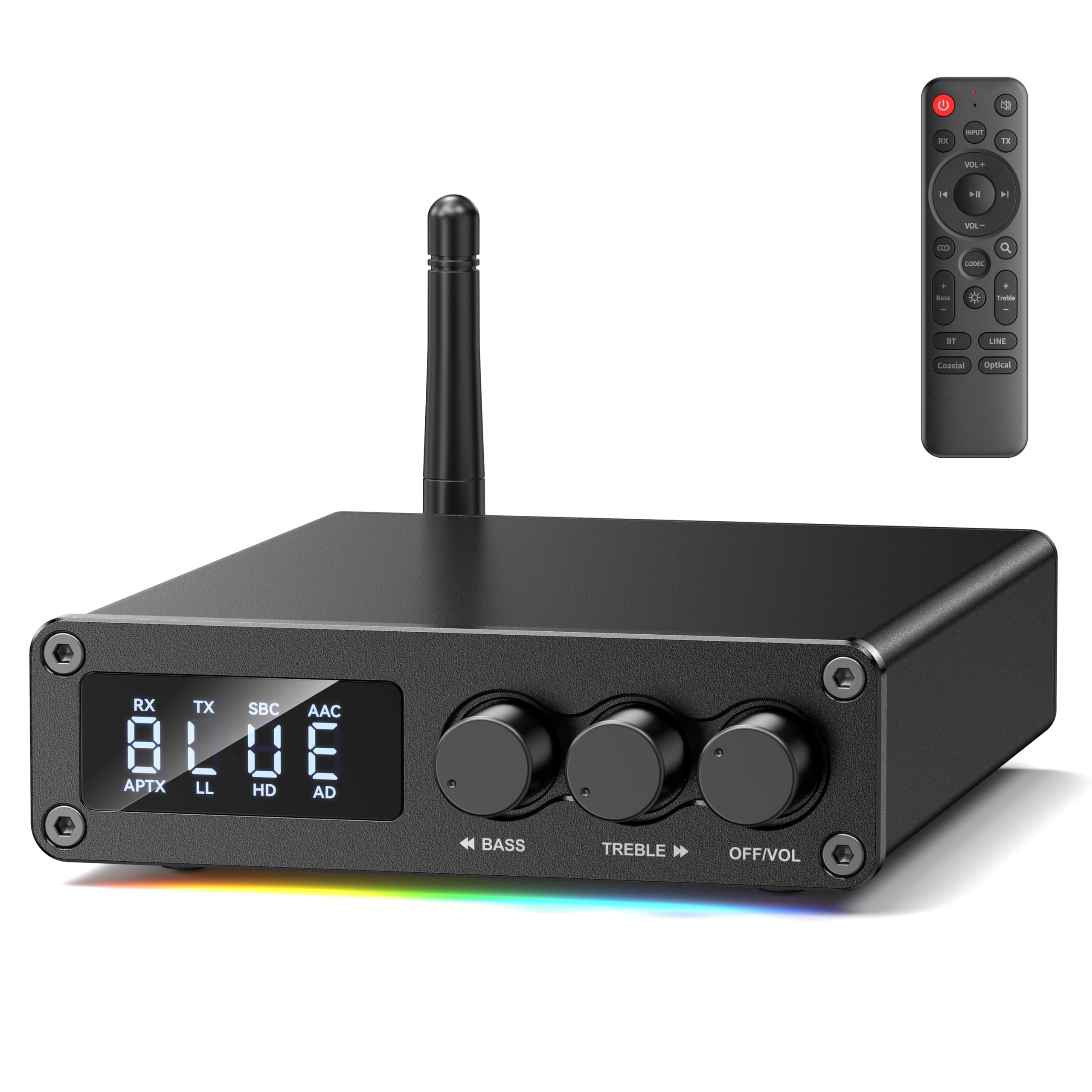 M12 Pro Bluetooth 5.2 Transmitter & Receiver - Wireless Audio Adapter for TV, Home Stereo, Headphones | Low Latency HD Sound with Display | RCA, 3.5mm AUX, Coaxial & Optical Ports | Perfect for Home Theater, Gaming & Music Streaming
