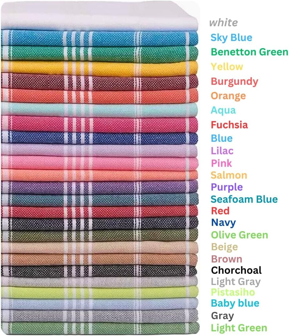 HAVLULAND Oversized Turkish Beach Towels - 100% Cotton, Large Bath & Pool Towels, Quick Dry, Absorbent, Sand-Free, Lightweight for Travel - Perfect for Beach, Pool, Gym & Summer Outings (Set of 15)