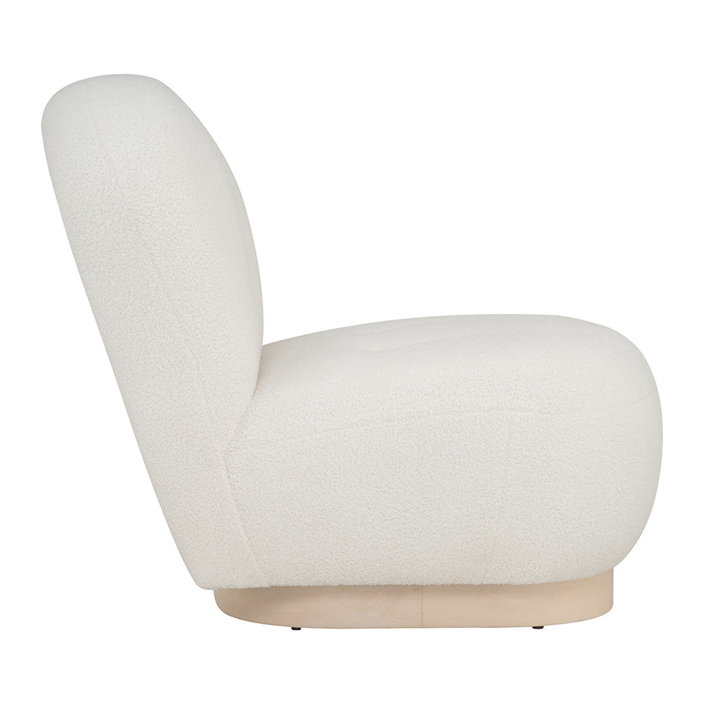 HELIA Boucle Lounge Chair in Off White - Modern Accent Chair for Living Room, Bedroom & Office - Cozy Upholstered Seating for Relaxing & Reading