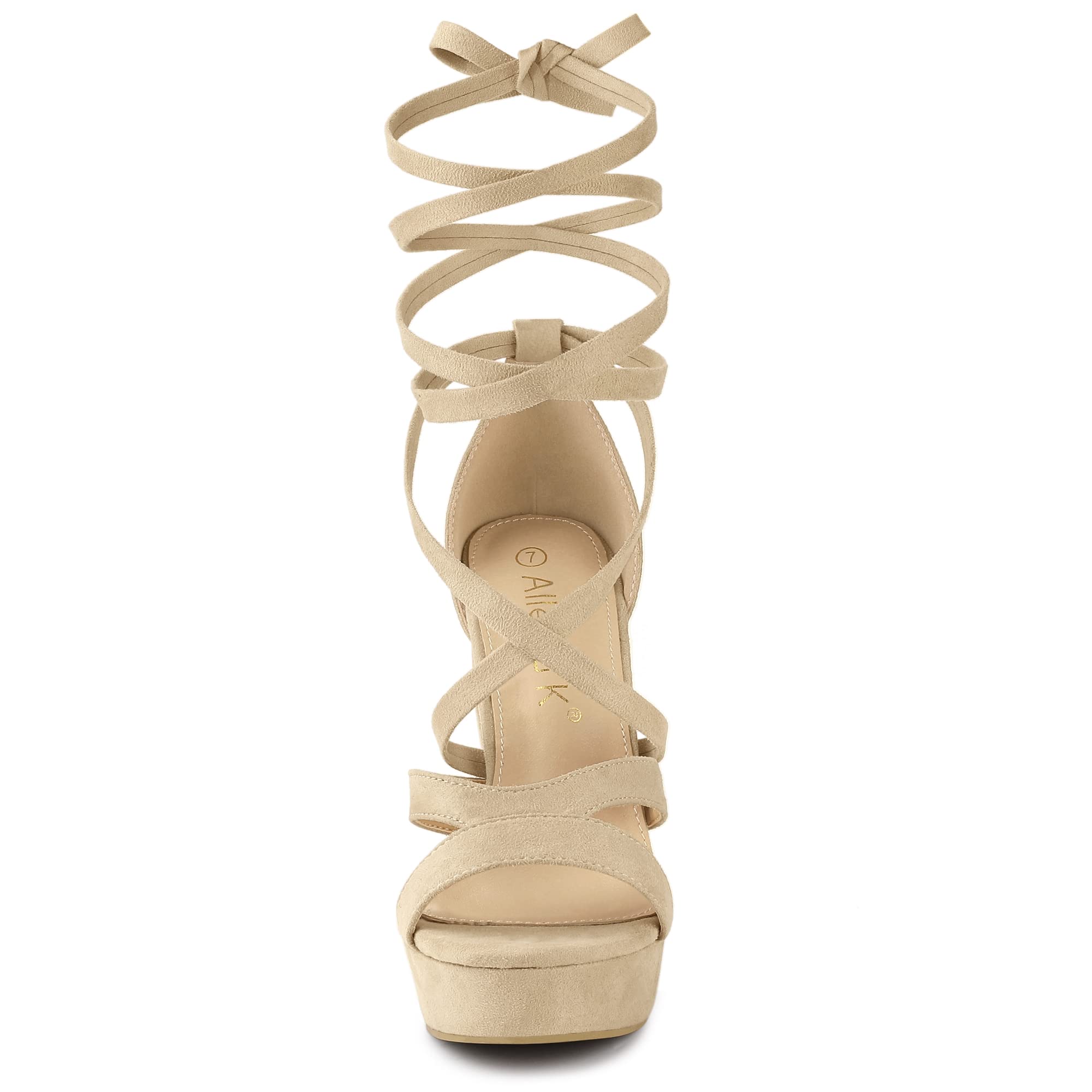 Allegra K Women's Chunky High Heel Lace-Up Platform Sandals - Stylish Summer Wedge Shoes for Parties, Weddings & Date Nights